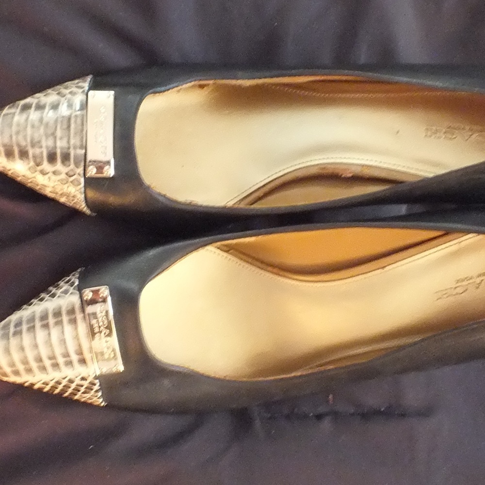 Coach Stilettos with Pointed Snake Skin Accents
